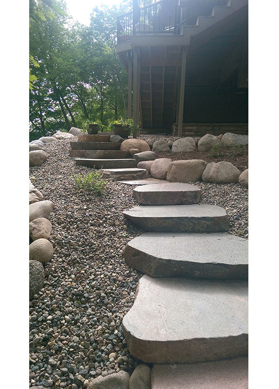 Beautiful stone steps and rock at home.